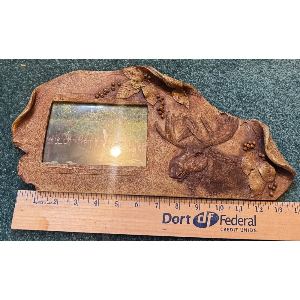 Big Sky Carvers Moose & United Design White Buffalo Rustic Picture Frames Set 2